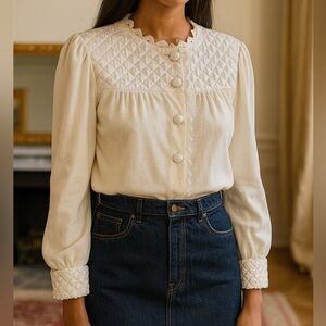 Vintage Christian Dior Quilted Intimates Top Shirt Jacket